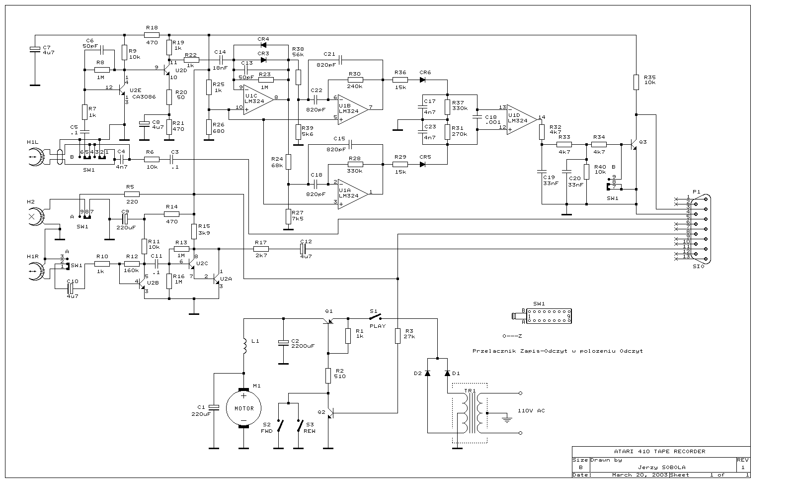 Atari 410 Schematic